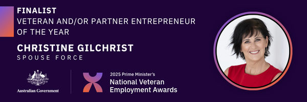 Finalist banner - Veteran and/or partner entrepreneur of the year - Christine Gilchrist