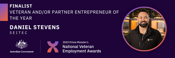 Finalist banner - Veteran and/or Partner Entrepreneur of the Year - Daniel Stevens