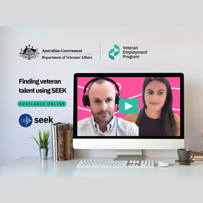 Advertisement for Finding veteran talent using SEEK webinar